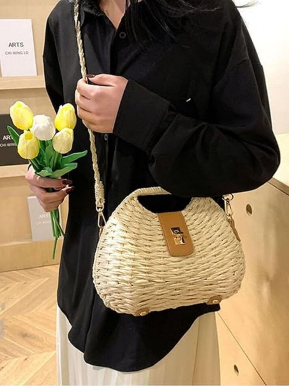 Neiman Marcus Beige Beach Straw Woven Bag